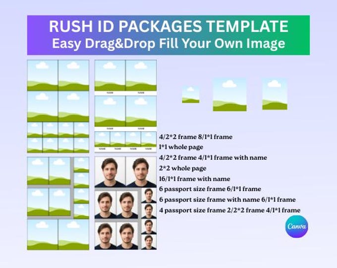 Canva ID Photo Templates: Drag & Drop Print Sizes (digital Download ...