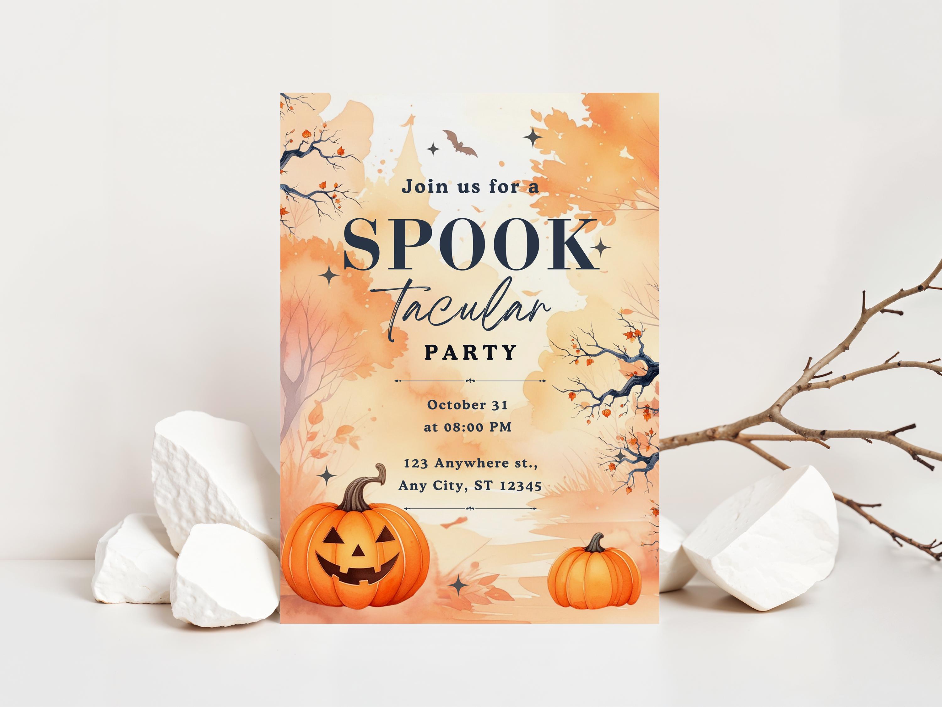 Halloween Invitation Template Canva | Fall Background With Jack O ...