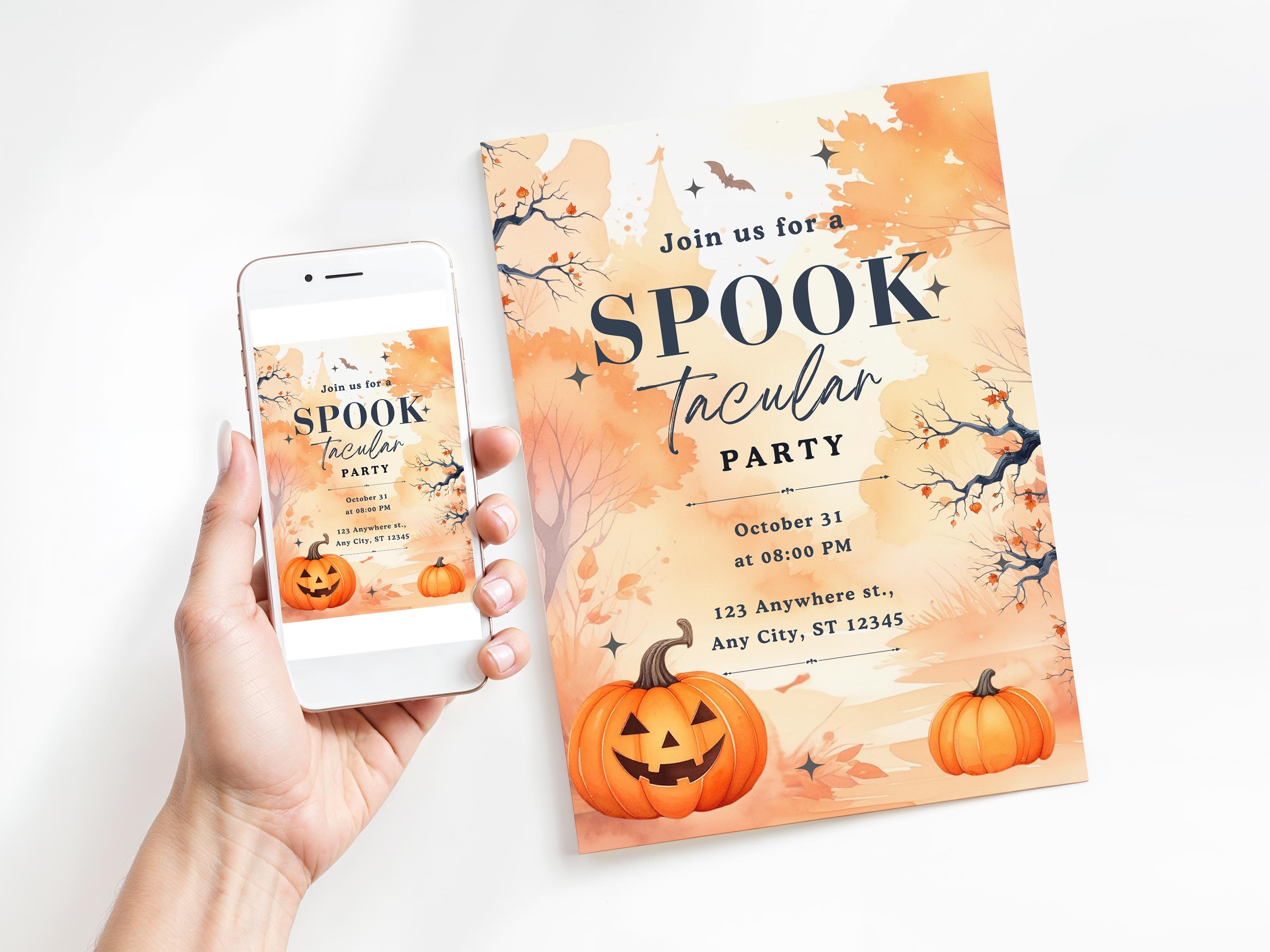 Halloween Invitation Template Canva | Fall Background With Jack O ...