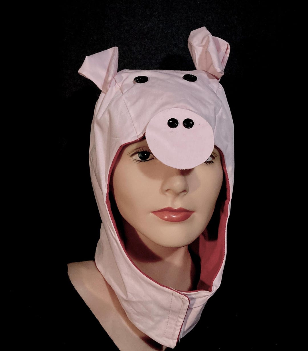 Pig Costume Adult Pink Bodysuit Tail Hood
