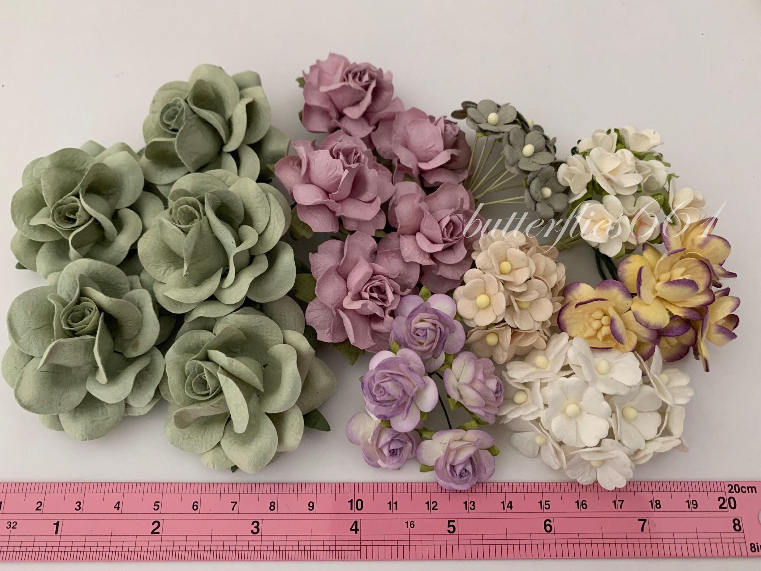 65 Mixed Color Other Handmade Mulberry Paper Flowers Wedding Etsy Canada