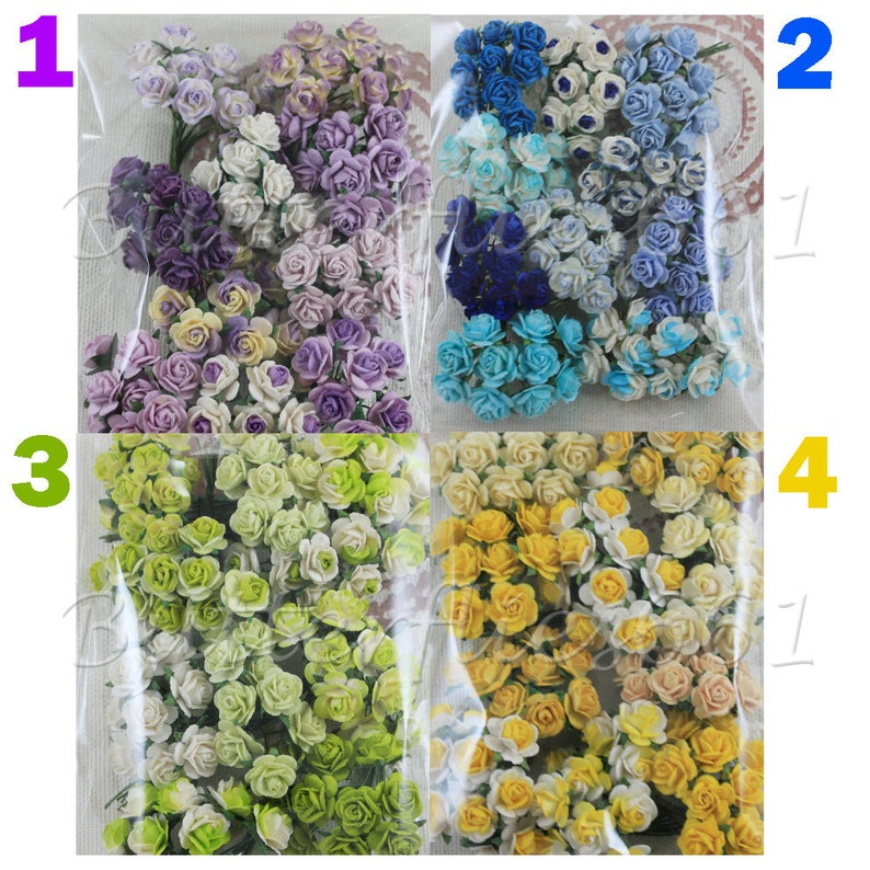 100 Mini Handmade Mulberry Paper Flowers Wedding Roses Etsy