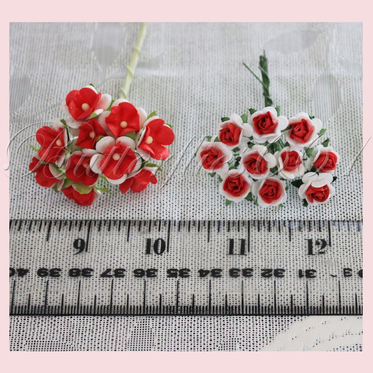 30 Handmade Mulberry Paper Flowers Mixed Size of Red and White Etsy