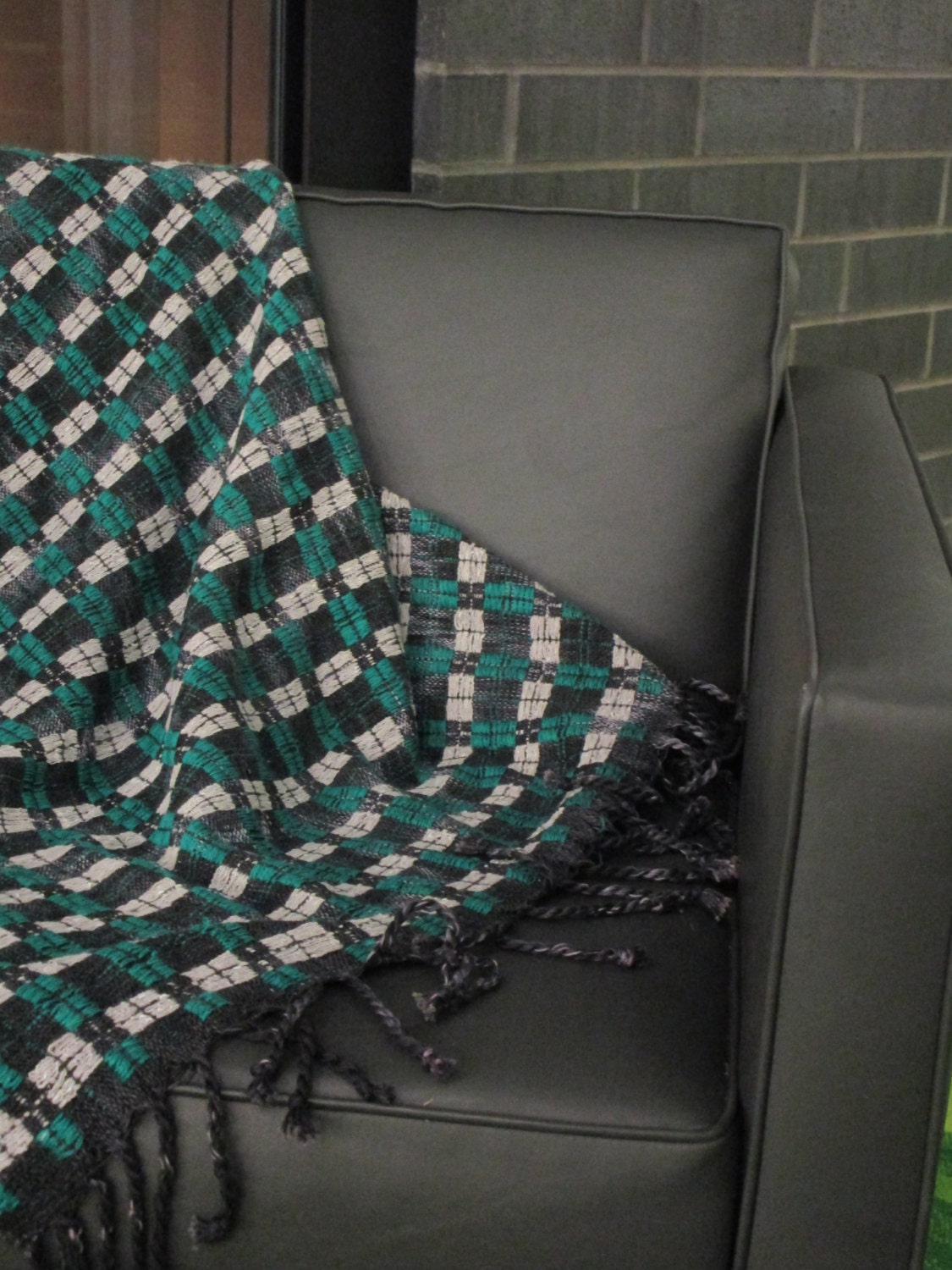 Green and White Checkerboard Blanket Etsy