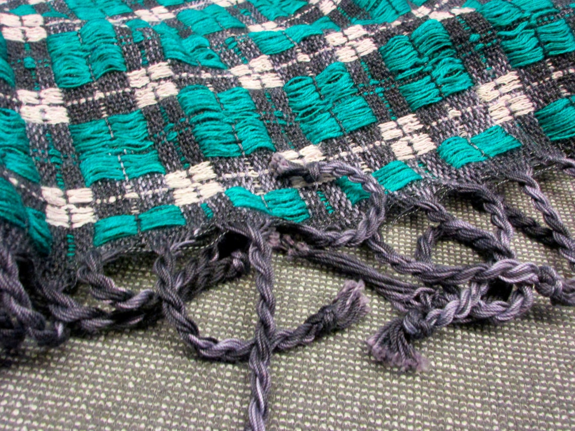 Green and White Checkerboard Blanket Etsy