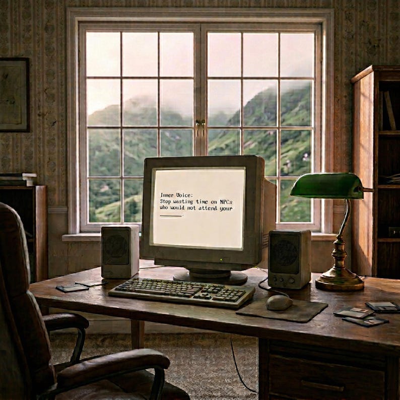 Retro 90s Computer Desk Scene Print: Vintage CRT Monitor, Mechanical ...
