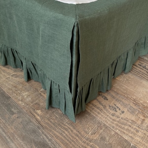 Saia de cama em linho com babados: Natural, Suave, Tamanho personalizado