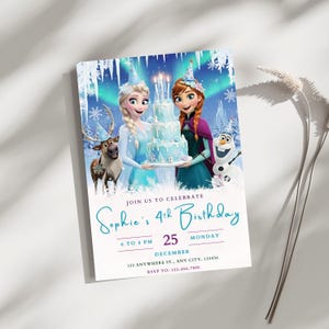 Frozen Birthday Invitation Editable Frozen Birthday Party Elsa & Anna Party Invitation Girl Frozen Birthday Invite Theme, Digital Download image 4