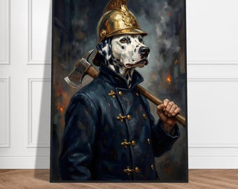 Victorian Dalmatian Fireman Portrait Print, Dog Art (Digital Download)