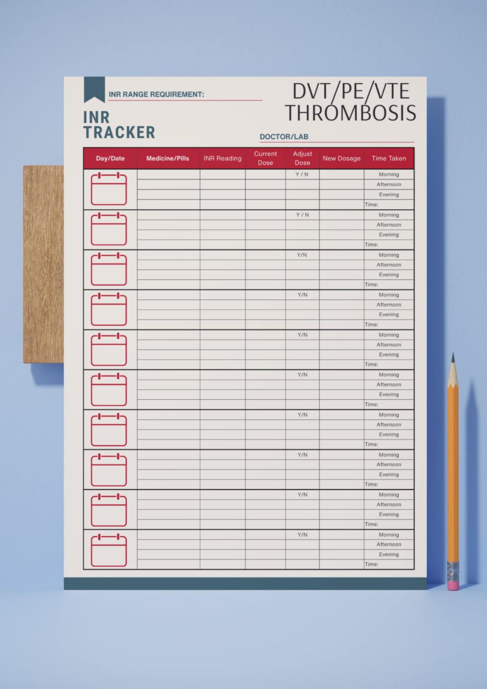 Printable Inr Chart.pdf INR Tracker Printable | Blood Clot, Warfarin Log (digital PDF) - Etsy
