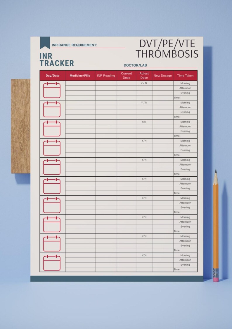Printable Inr Chart.pdf INR Tracker Printable | Blood Clot, Warfarin Log (digital PDF) - Etsy