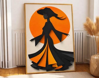 Arte mural moderno, impresión minimalista de silueta femenina elegante, arte minimalista de moda, decoración femenina abstracta, descarga digital
