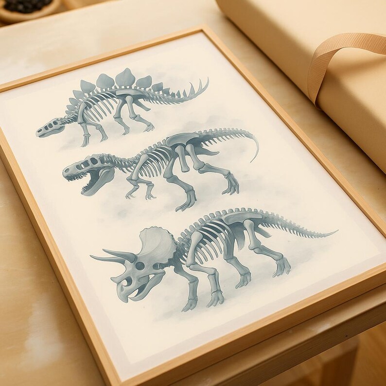 Dinosaur Skeleton Wall Art Printable Watercolor Dino Print Kids Room Dinosaur Skeleton Wall Art Printable Watercolor Dino Print Kids Room