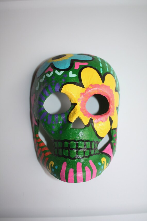 Items similar to Sugar Skull Paper Mache Mask Wall Art on Etsy