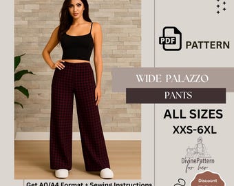 Wide Leg Palazzo Pants Sewing Pattern: Women's DIY Trousers |PDF Pattern|