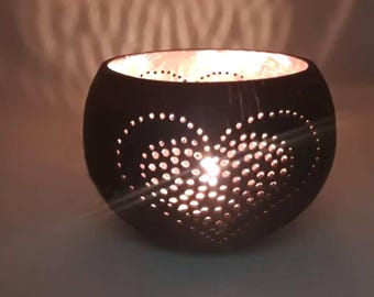 Coconut Shell Tealight Holder - Heart