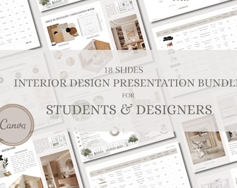 Modelo de apresentação de design de interiores Oatlyn: Cronogramas editáveis | Painel de inspiração (Canva)