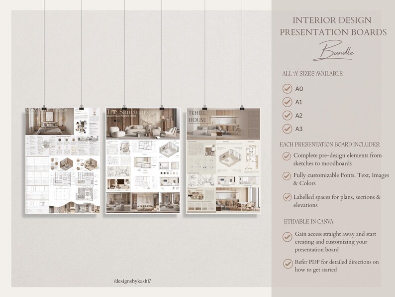 Interior Design Presentation Template Bundle – Student Portfolio (A0-A3 ...