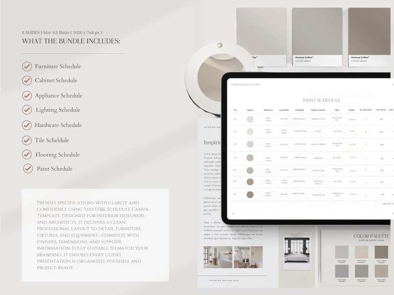 Clair ESSENTIAL Editable FFE Schedule Template: Interior Design ...