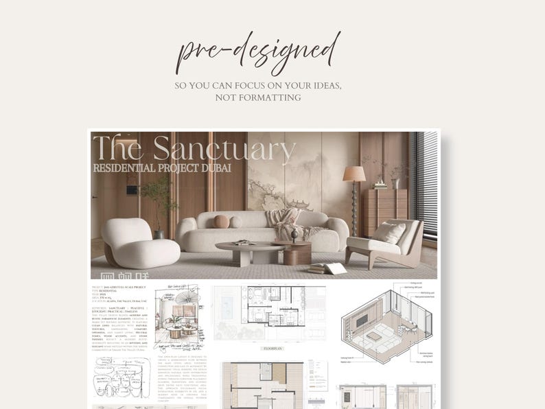 Miel Interior Design Presentation Panel Template | Architecture Board ...