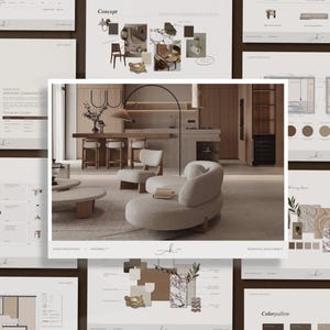 Noisette インテリアデザイン プレゼンテーション＆クライアント提案テンプレート | 編集可能なCanvaデザインボード