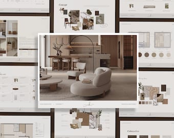 Noisette Interior Design Presentation & Client Proposal Template | Editable Canva Design Board