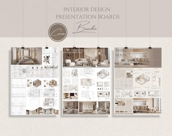 Interior Design Presentation Template Bundle – Student Portfolio (A0-A3 Digital Download)