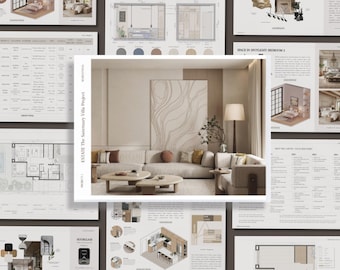 Modelo de apresentação Écru para Canva + Bônus Grátis | Portfólio de Design de Interiores e Arquitetura | Propostas para Clientes | Apresentações