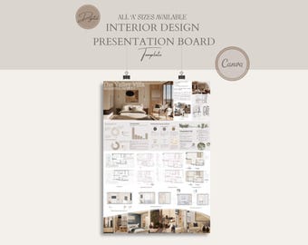 Modelo de Painel de Apresentação de Design de Interiores Velin: Layout editável no Canva (PDF).