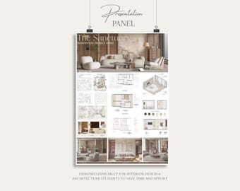 Miel Interior Design Presentation Panel Template | Architecture Board (Canva)