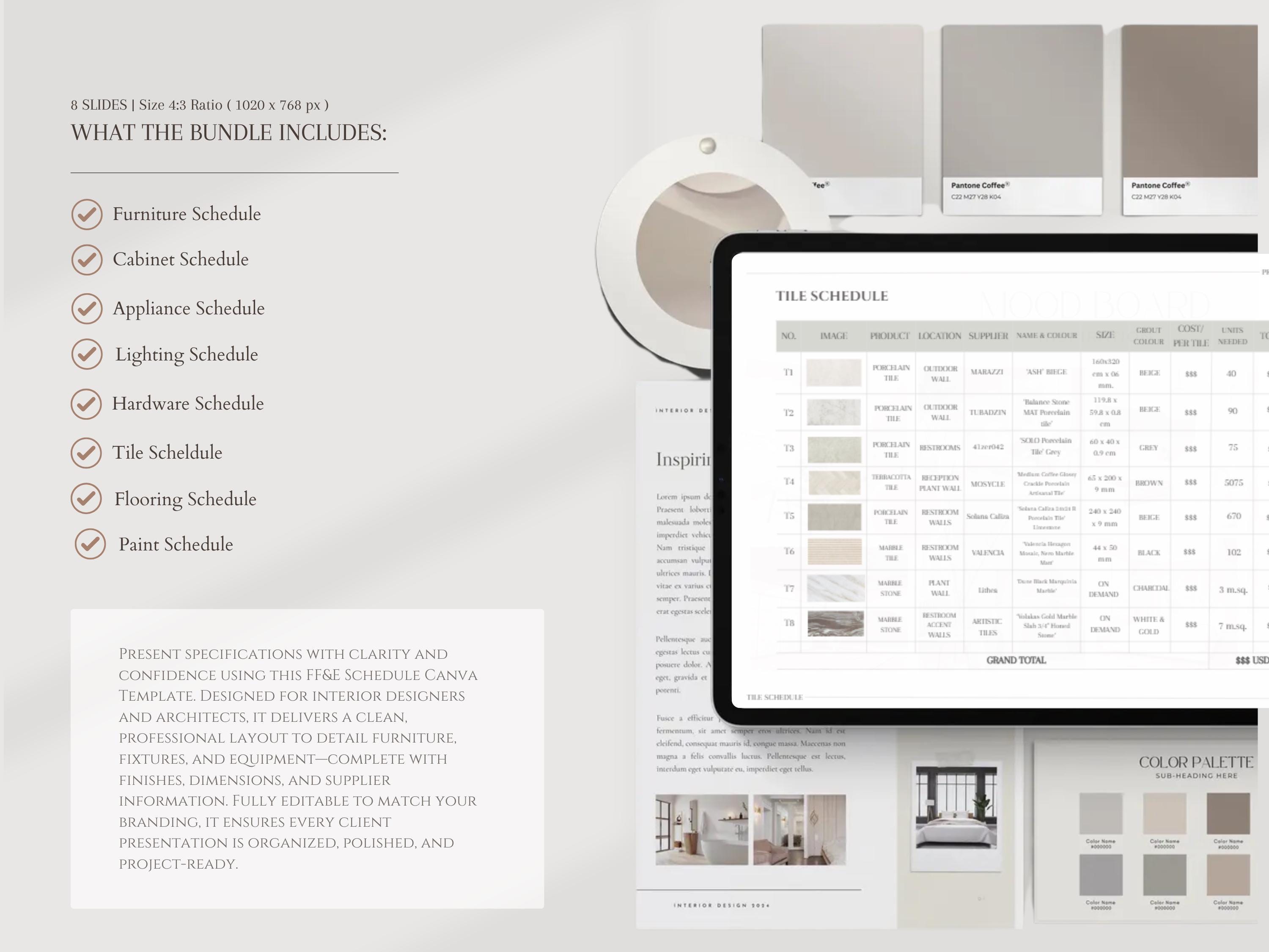 Ffe Spec Design Blank Forma Editable FFE Schedule Template: Interior Design Specification ...