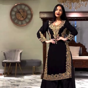 Abito palazzo da festa firmato per donna / Abito pakistano da matrimonio Nikkah Salwar Kameez o Sharara, abito indiano da sposa Palazzo Mehndi, Eid