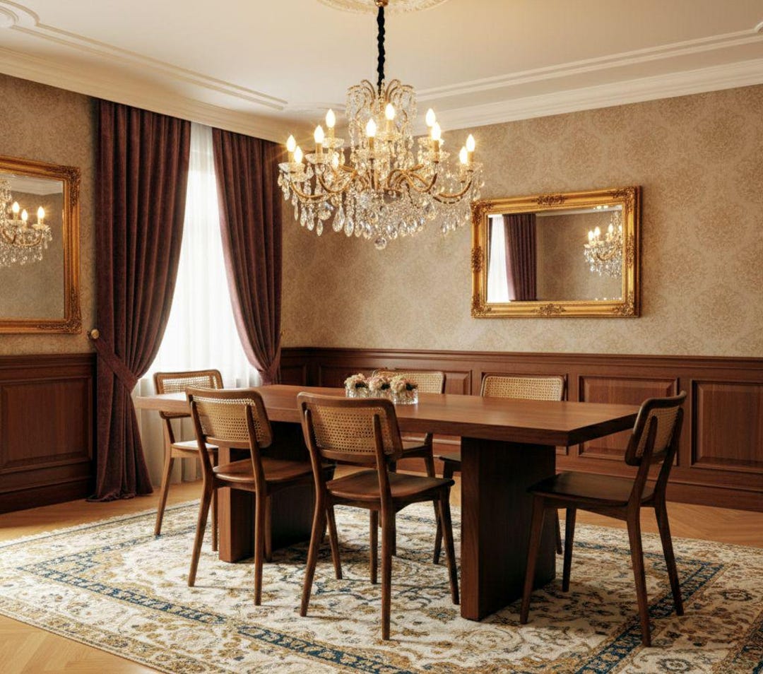 Handcrafted Solid Wood Dining Table Set |cane Back Chairs, Modern ...
