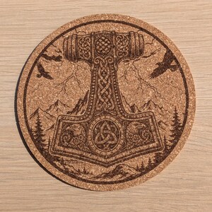 Viking Cork Coasters – 33 Norse Symbols | Customizable Set of 2, 4, 6, or 8 (+ Bottle Opener Option) | Viking Gift & Decor Idea image 13