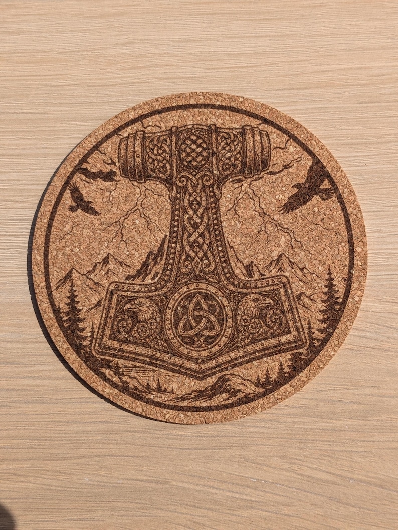 Viking Cork Coasters – 33 Norse Symbols | Customizable Set of 2, 4, 6, or 8 (+ Bottle Opener Option) | Viking Gift & Decor Idea image 13