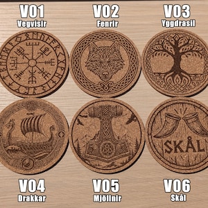 Viking Cork Coasters – 33 Norse Symbols | Customizable Set of 2, 4, 6, or 8 (+ Bottle Opener Option) | Viking Gift & Decor Idea image 3
