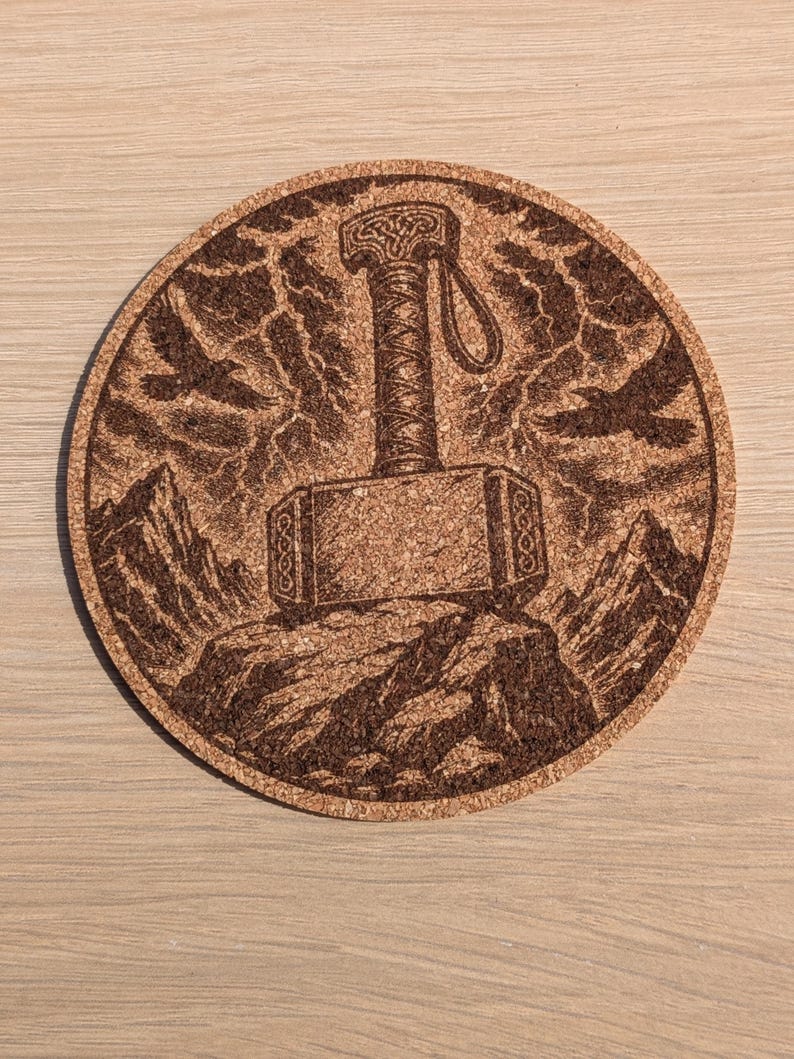 Viking Cork Coasters – 33 Norse Symbols | Customizable Set of 2, 4, 6, or 8 (+ Bottle Opener Option) | Viking Gift & Decor Idea image 15