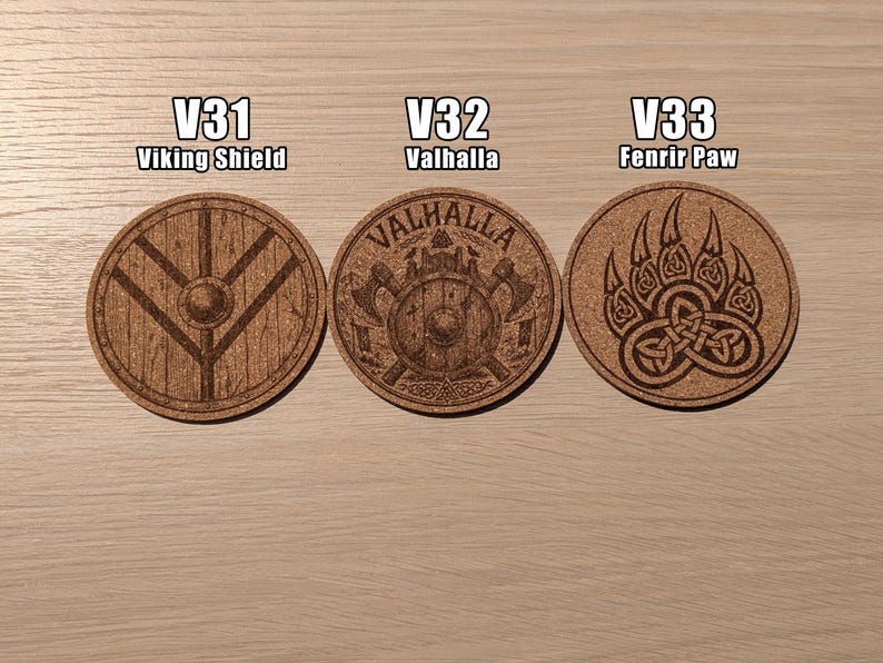 Viking Cork Coasters – 33 Norse Symbols | Customizable Set of 2, 4, 6, or 8 (+ Bottle Opener Option) | Viking Gift & Decor Idea image 8