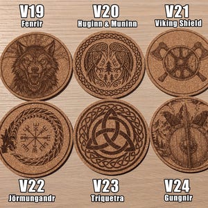 Viking Cork Coasters – 33 Norse Symbols | Customizable Set of 2, 4, 6, or 8 (+ Bottle Opener Option) | Viking Gift & Decor Idea image 6