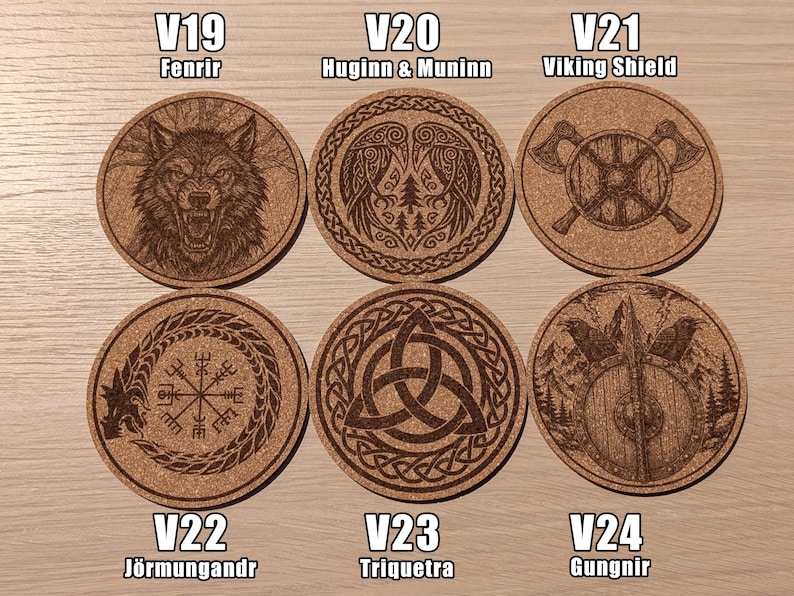 Viking Cork Coasters – 33 Norse Symbols | Customizable Set of 2, 4, 6, or 8 (+ Bottle Opener Option) | Viking Gift & Decor Idea image 6