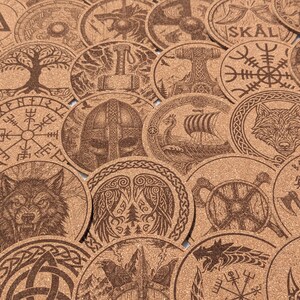 Viking Cork Coasters – 33 Norse Symbols | Customizable Set of 2, 4, 6, or 8 (+ Bottle Opener Option) | Viking Gift & Decor Idea image 2