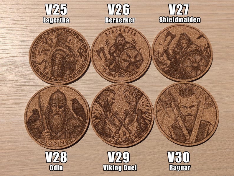 Viking Cork Coasters – 33 Norse Symbols | Customizable Set of 2, 4, 6, or 8 (+ Bottle Opener Option) | Viking Gift & Decor Idea image 7