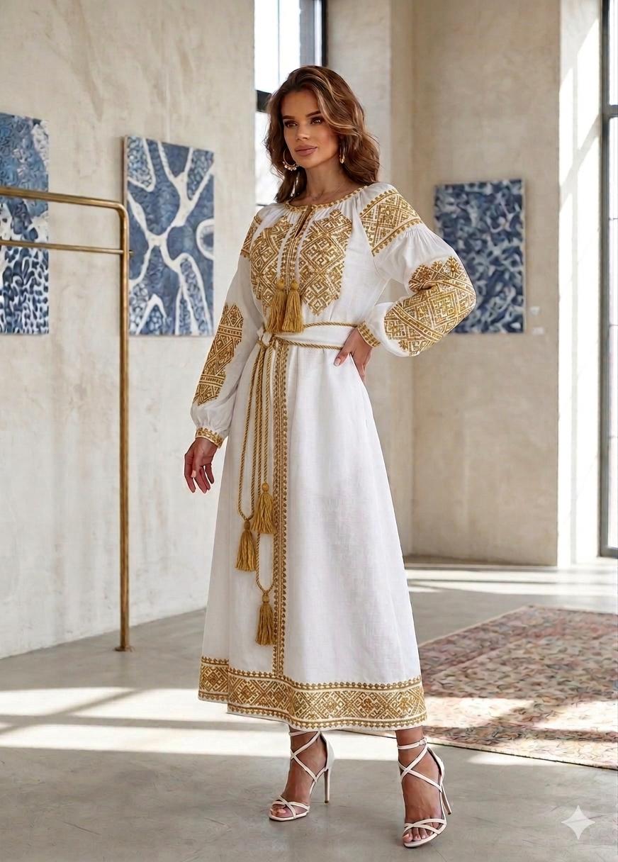 White Summer Dress With Gold - Etsy