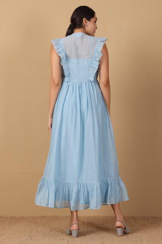 sky blue embroidered dress Floral Tulle Light Blue Embroidered Dress