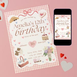 Jellycat Birthday Invitation | Picnic Birthday | Digital Download | Editable Invite | Print or Share Digitally