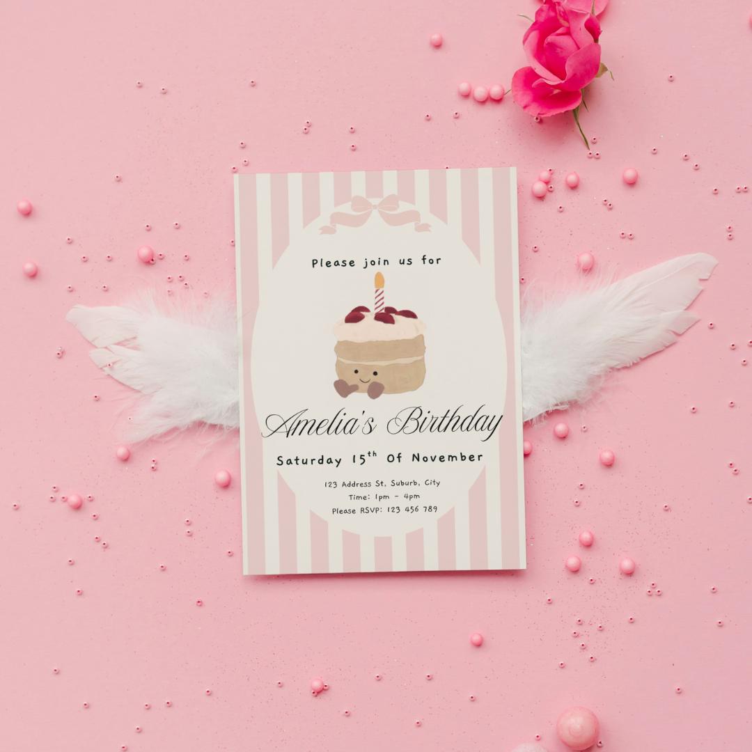 Jellycat Cake Birthday Invitation Template | Editable Canva Invite ...