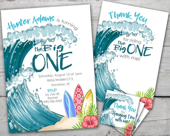 The Big One Invitation, Surfs Up Birthday Invitation, PRINTABLE, Surf's Up Invite, Beach First Birthday Invitation, Beach Birthday PRINTABLE Il_570xn