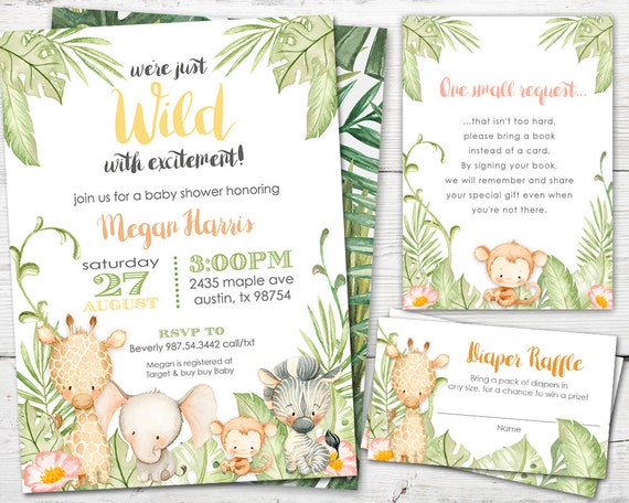 Safari Baby Shower Invitation, Jungle Baby Shower Digital Invitation, Jungle Safari Baby Shower Invitation PRINTABLE, Jungle Animals Shower Il_570xn