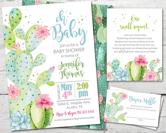 succulent baby shower invitations