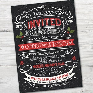 Christmas Party Invitation Christmas Party Christmas Party Invite, Christmas Invitation Vintage Christmas Boutique Invitation Holiday Invite